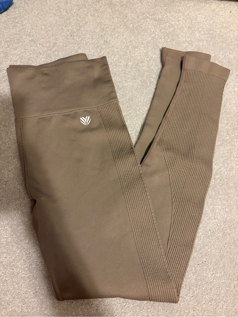 Forever 21 Brown Ribbed-Panel Leggings